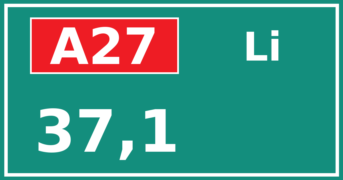 Hectometerbord A27 37,1 zijde Li