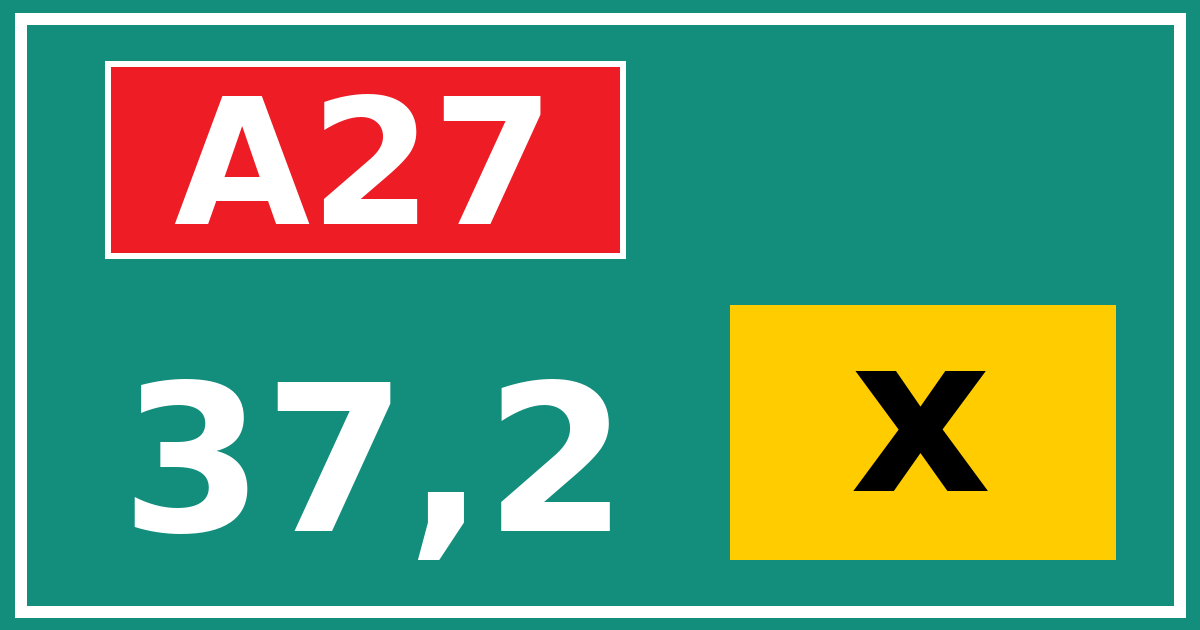 Hectometerbord A27 37,2 letter x