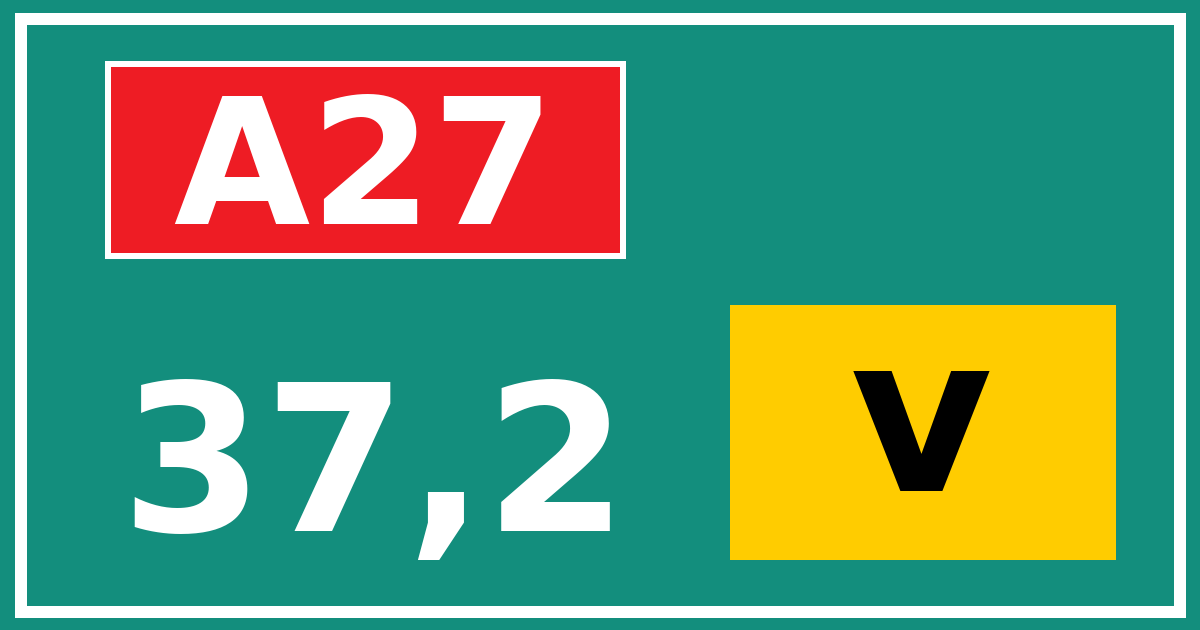 Hectometerbord A27 37,2 letter v