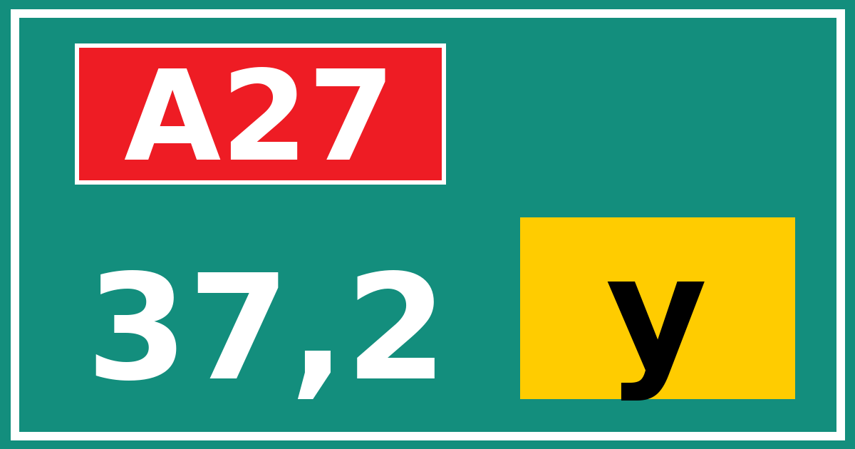 Hectometerbord A27 37,2 letter y