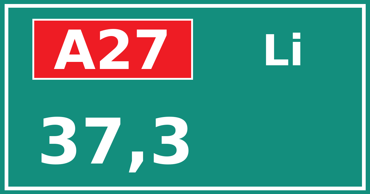 Hectometerbord A27 37,3 zijde Li