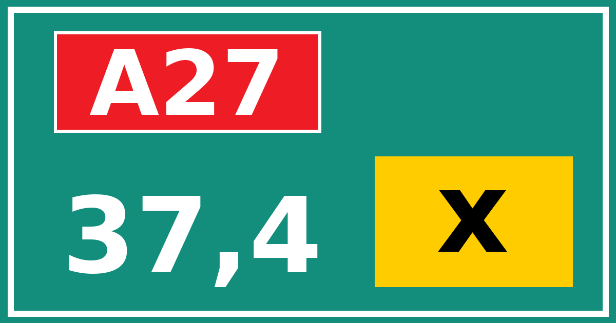 Hectometerbord A27 37,4 letter x