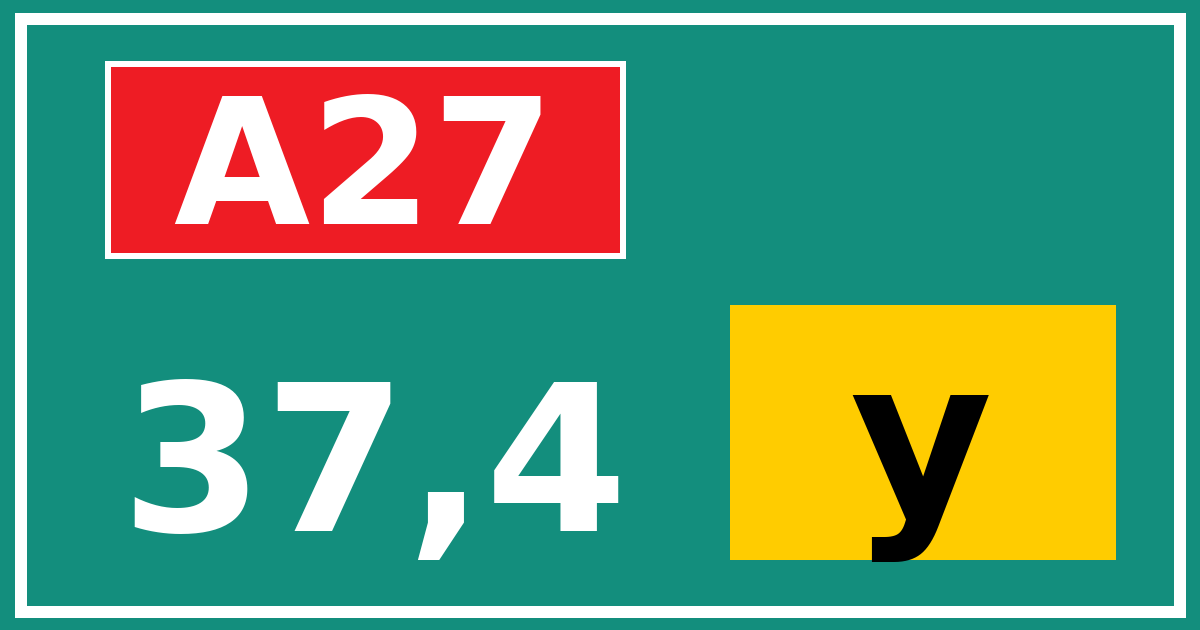 Hectometerbord A27 37,4 letter y
