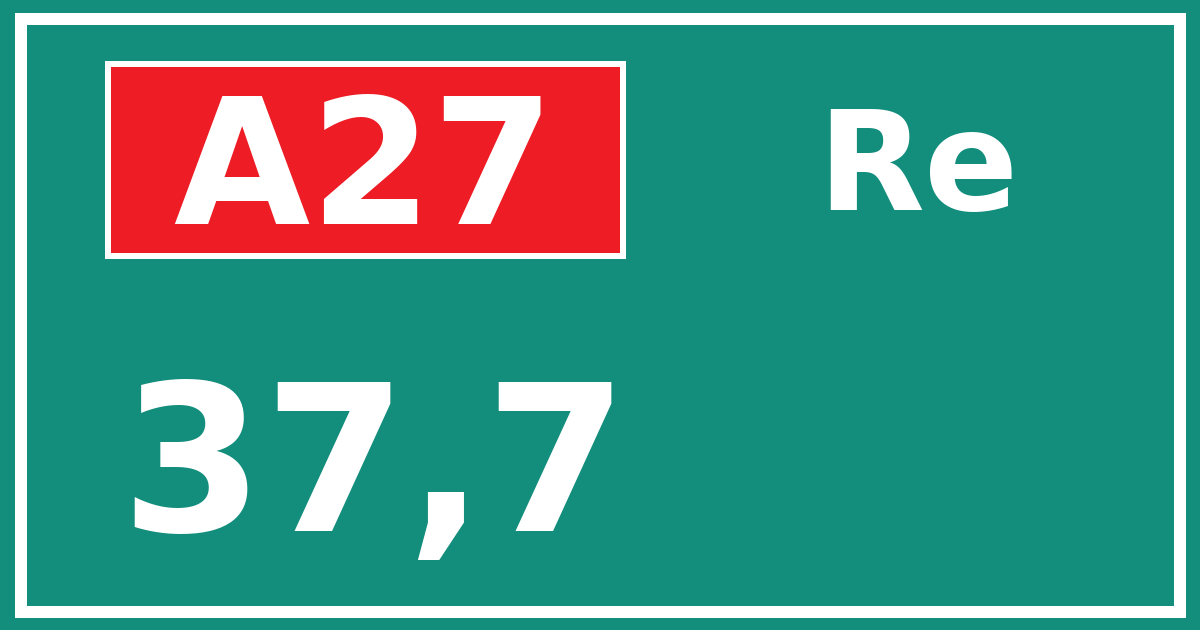 Hectometerbord A27 37,7 zijde Re