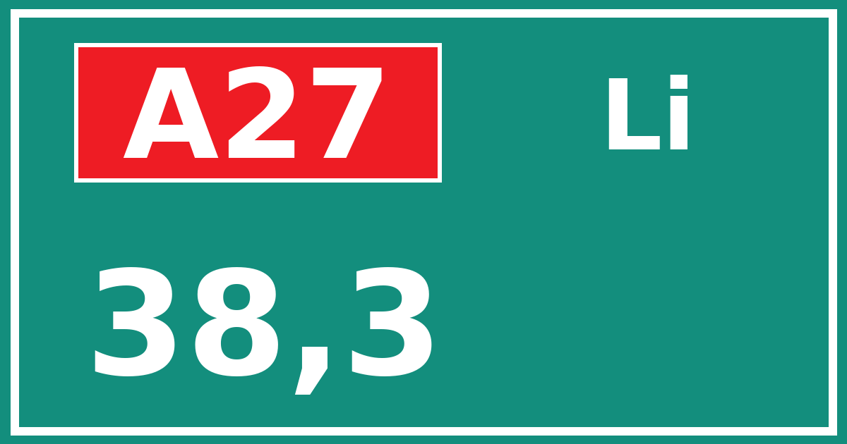 Hectometerbord A27 38,3 zijde Li
