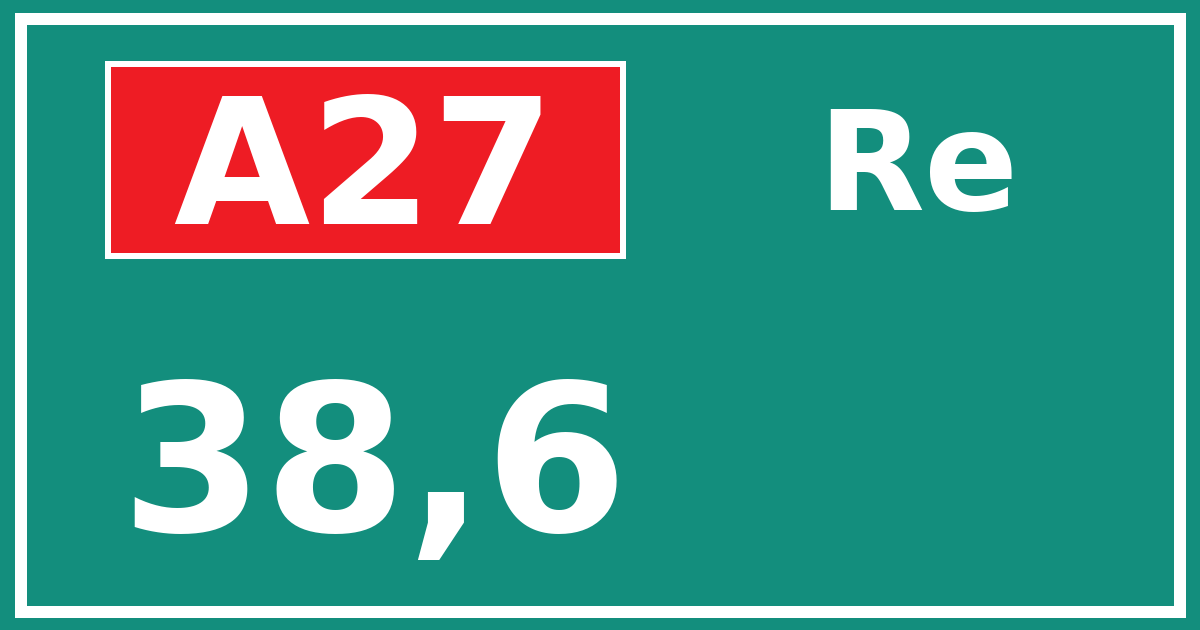 Hectometerbord A27 38,6 zijde Re