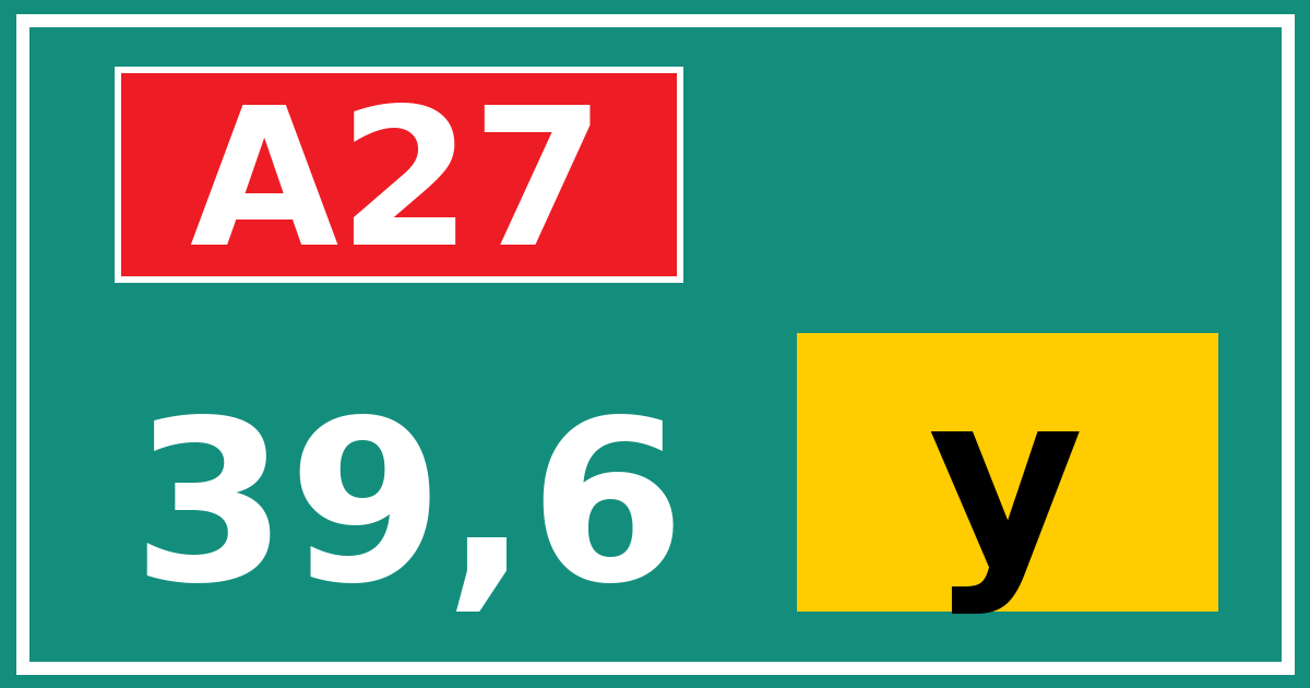 Hectometerbord A27 39,6 letter y