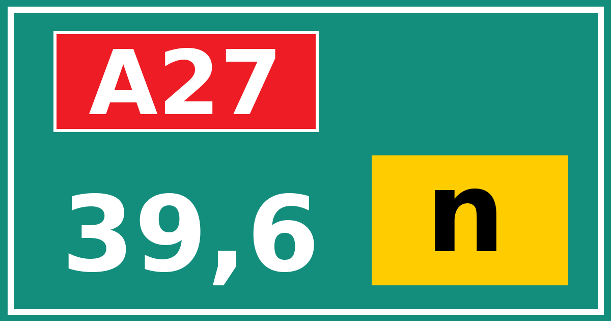 Hectometerbord A27 39,6 letter n
