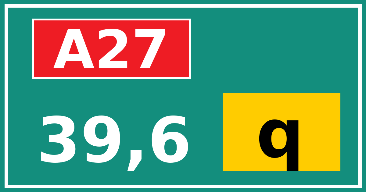 Hectometerbord A27 39,6 letter q