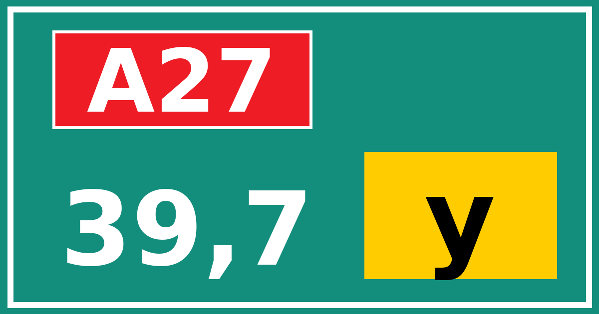 Hectometerbord A27 39,7 letter y