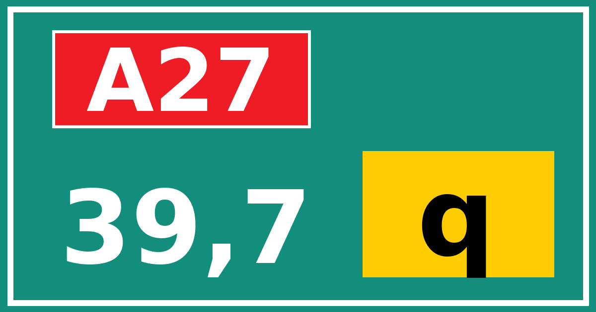 Hectometerbord A27 39,7 letter q