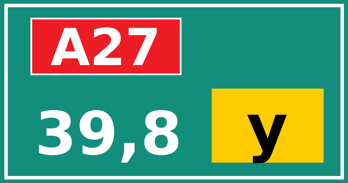 Hectometerbord A27 39,8 letter y