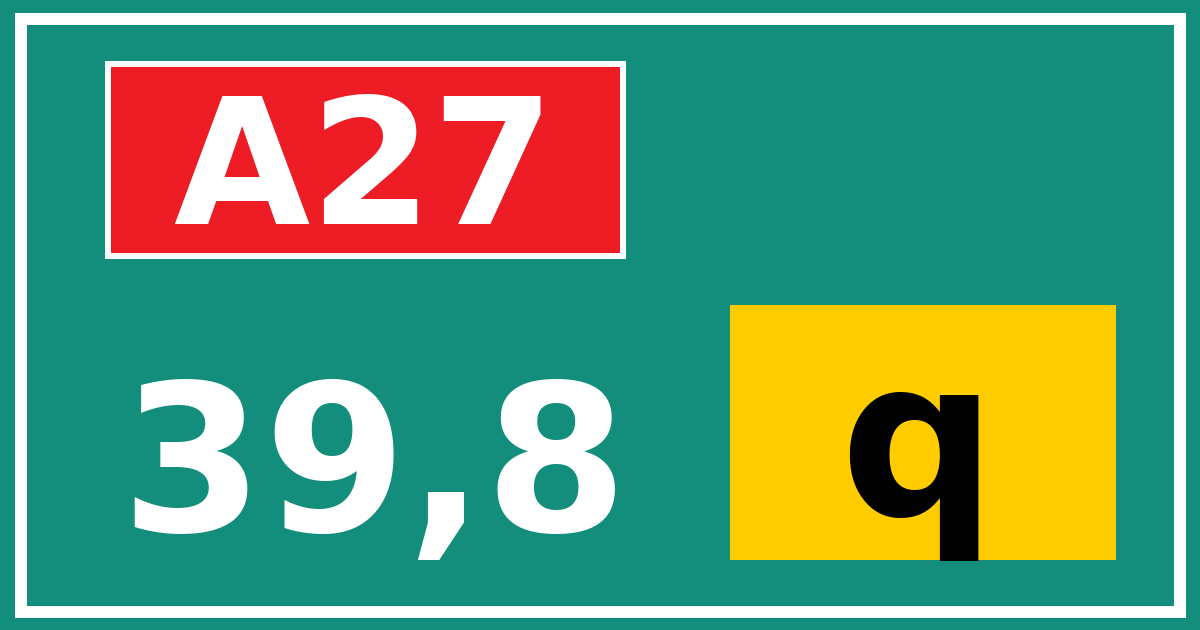 Hectometerbord A27 39,8 letter q