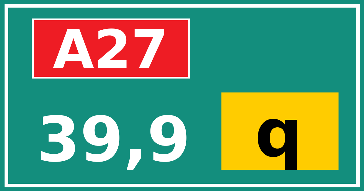 Hectometerbord A27 39,9 letter q