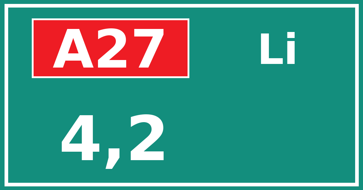 Hectometerbord A27 4,2 zijde Li