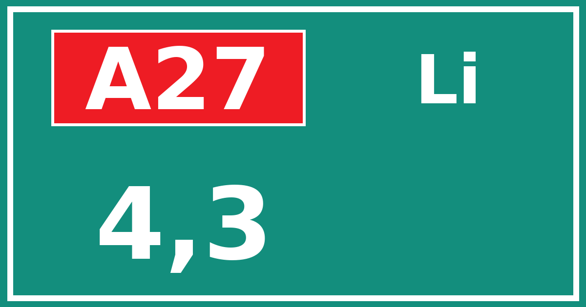 Hectometerbord A27 4,3 zijde Li