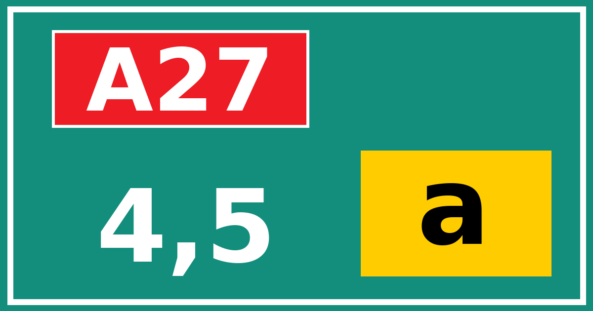 Hectometerbord A27 4,5 letter a