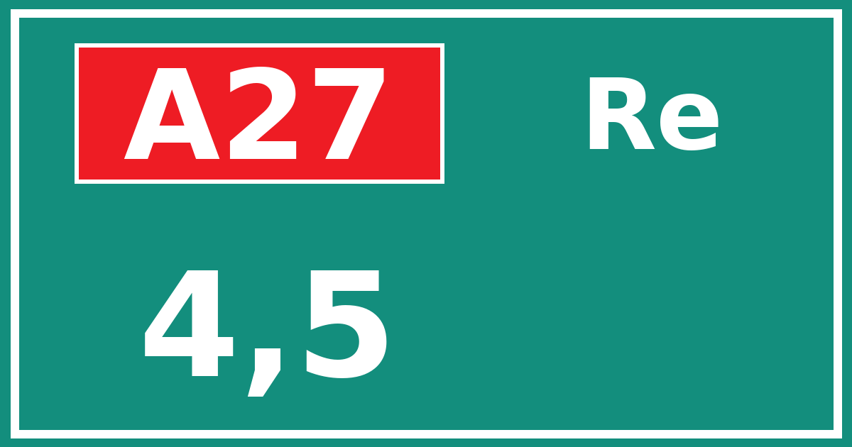 Hectometerbord A27 4,5 zijde Re