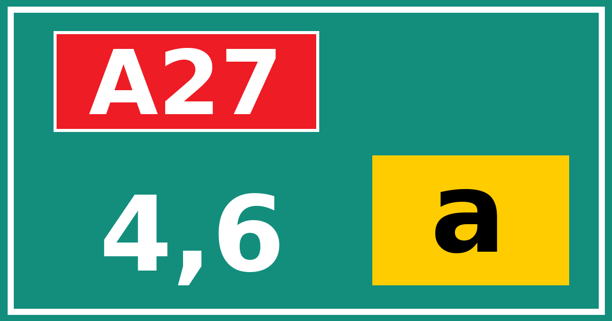 Hectometerbord A27 4,6 letter a