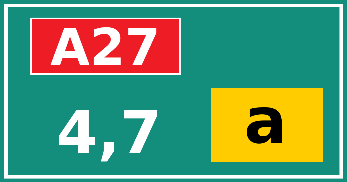 Hectometerbord A27 4,7 letter a