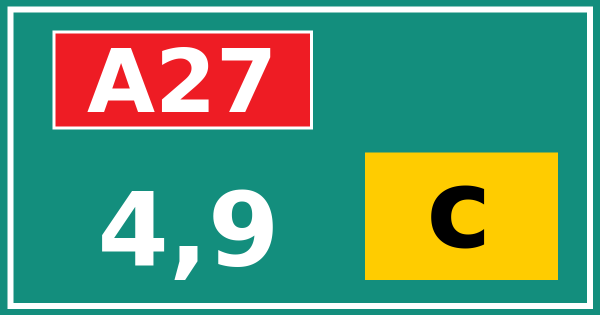 Hectometerbord A27 4,9 letter c