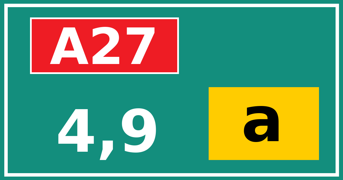Hectometerbord A27 4,9 letter a