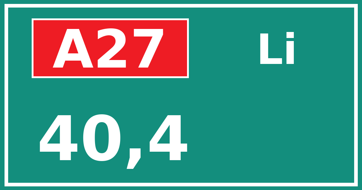 Hectometerbord A27 40,4 zijde Li