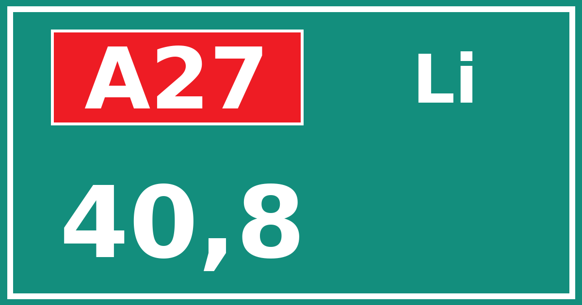 Hectometerbord A27 40,8 zijde Li