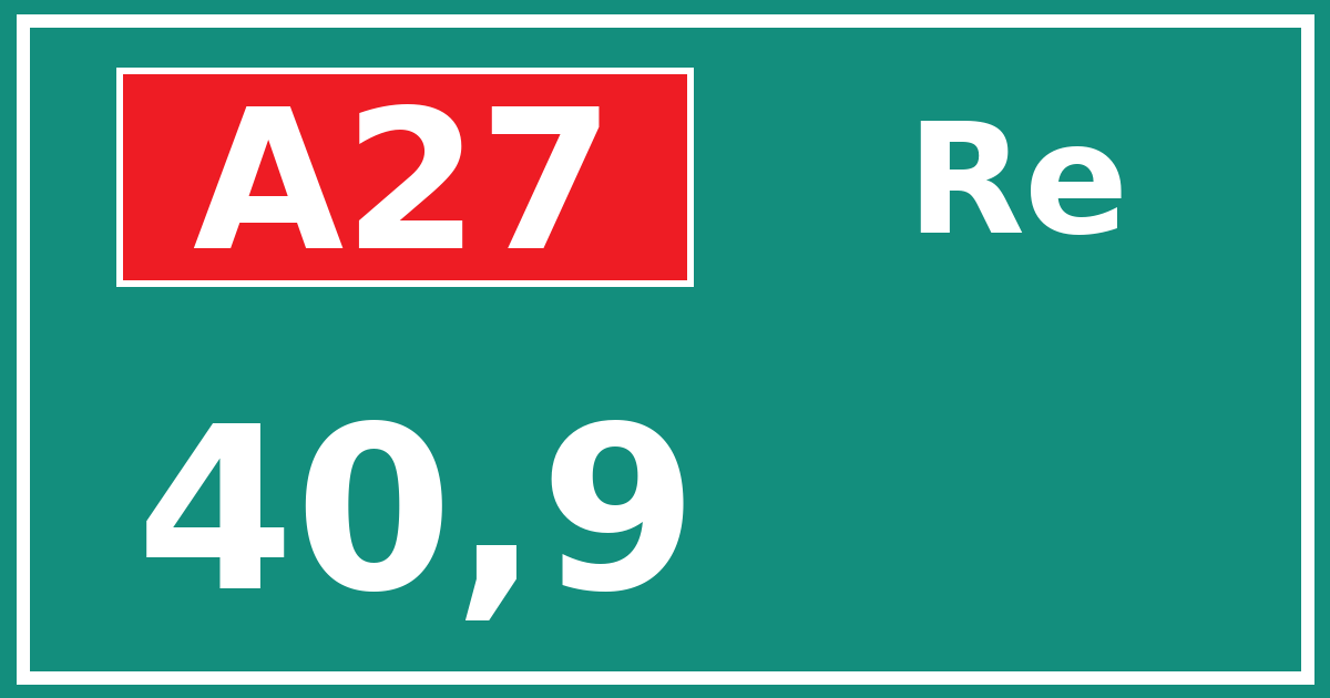 Hectometerbord A27 40,9 zijde Re
