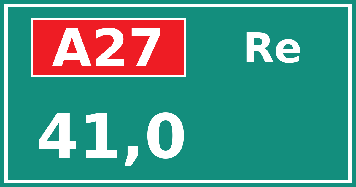 Hectometerbord A27 41,0 zijde Re
