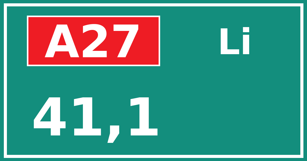 Hectometerbord A27 41,1 zijde Li