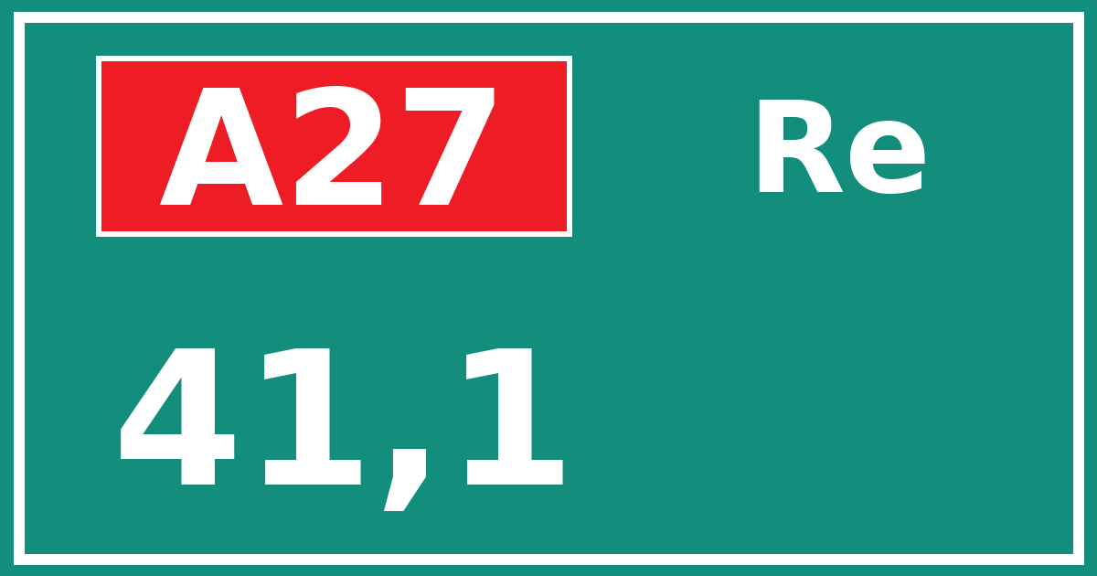 Hectometerbord A27 41,1 zijde Re