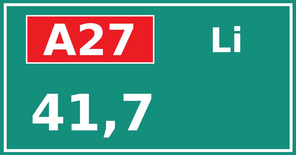 Hectometerbord A27 41,7 zijde Li