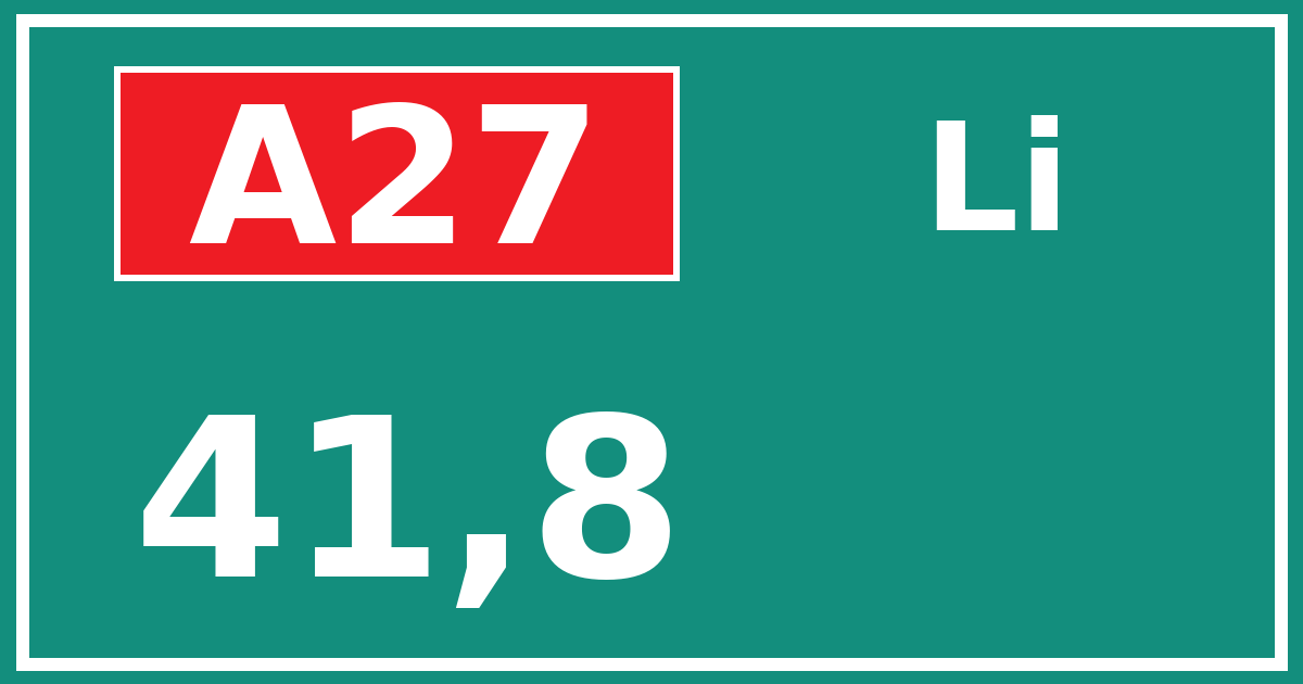 Hectometerbord A27 41,8 zijde Li
