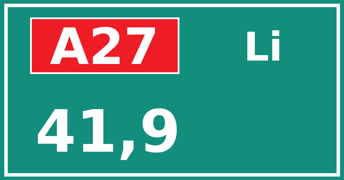 Hectometerbord A27 41,9 zijde Li