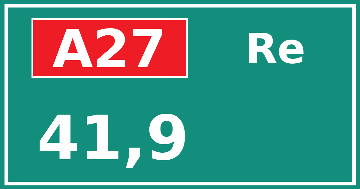 Hectometerbord A27 41,9 zijde Re