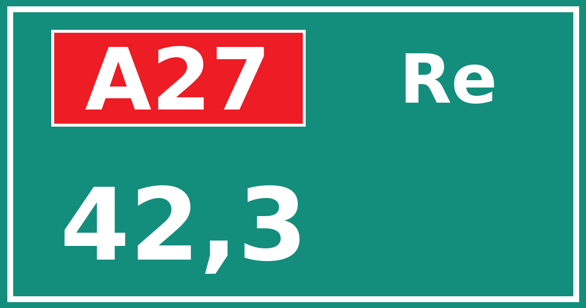 Hectometerbord A27 42,3 zijde Re