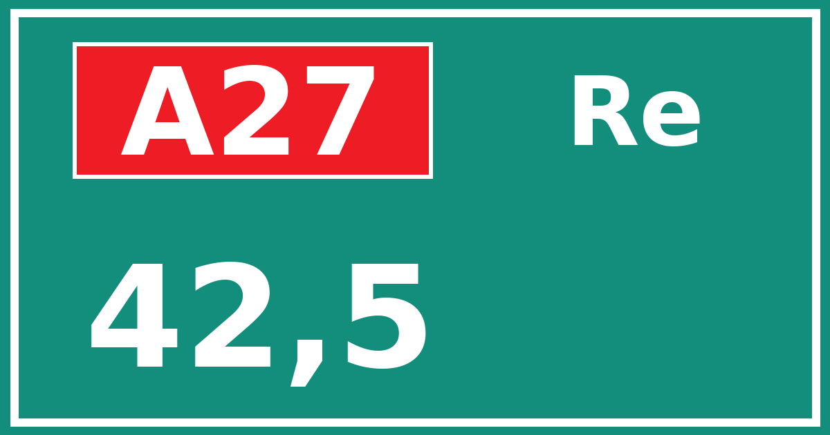 Hectometerbord A27 42,5 zijde Re