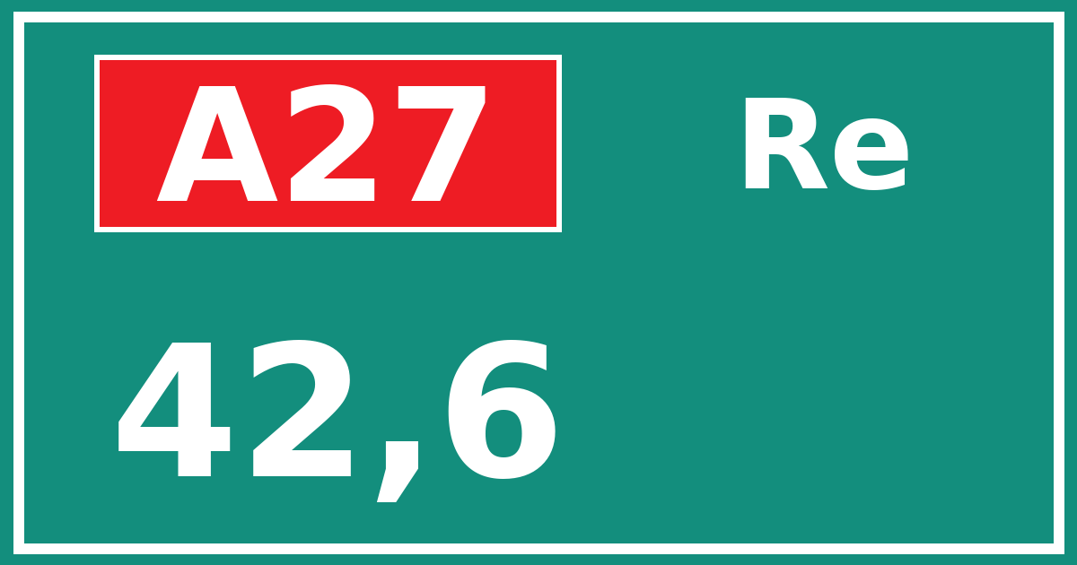 Hectometerbord A27 42,6 zijde Re