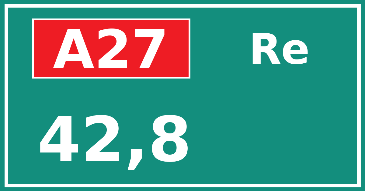 Hectometerbord A27 42,8 zijde Re