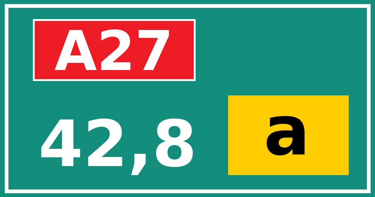 Hectometerbord A27 42,8 letter a