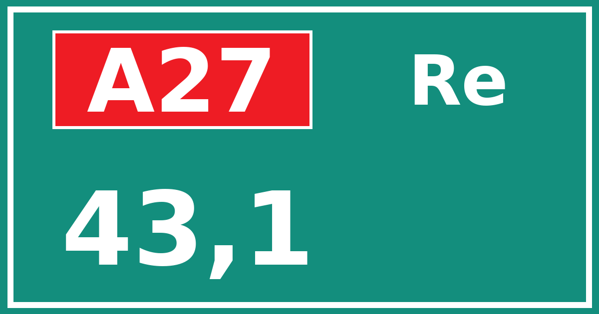 Hectometerbord A27 43,1 zijde Re