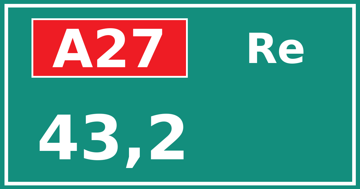 Hectometerbord A27 43,2 zijde Re