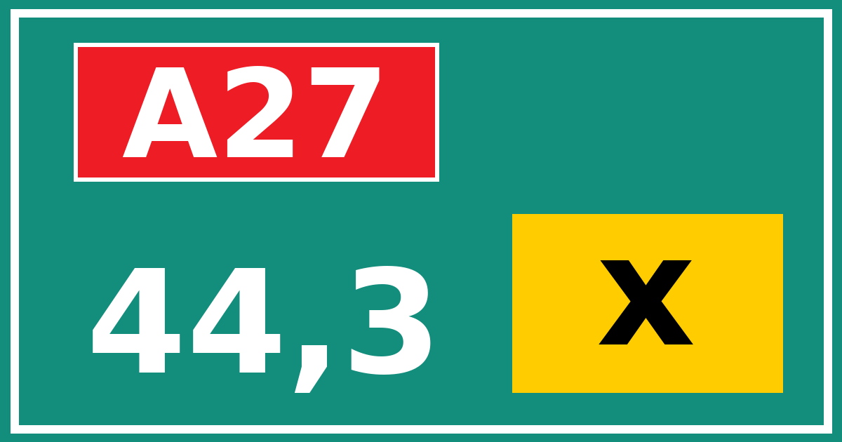 Hectometerbord A27 44,3 letter x