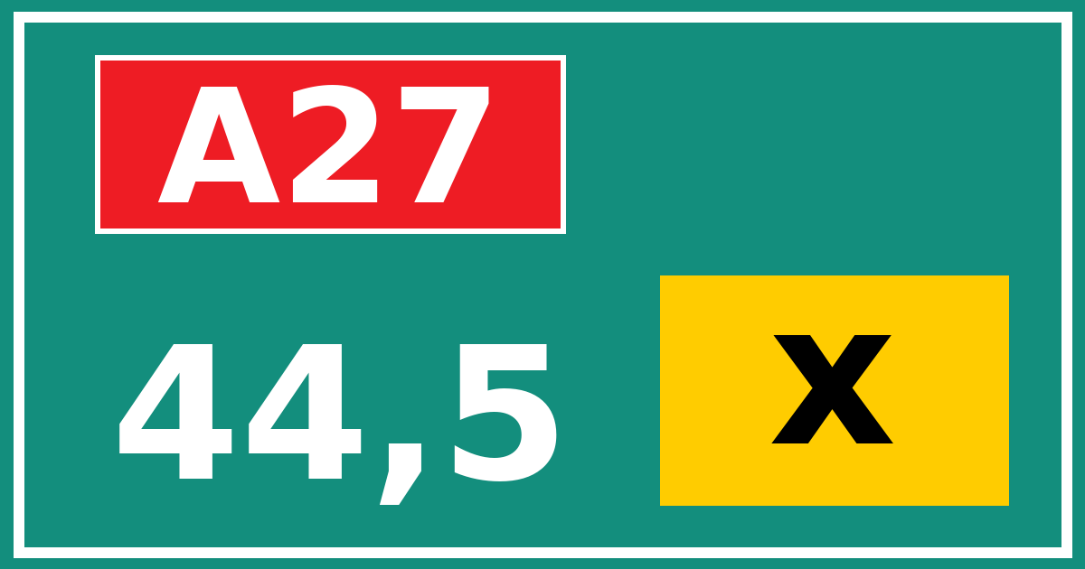 Hectometerbord A27 44,5 letter x