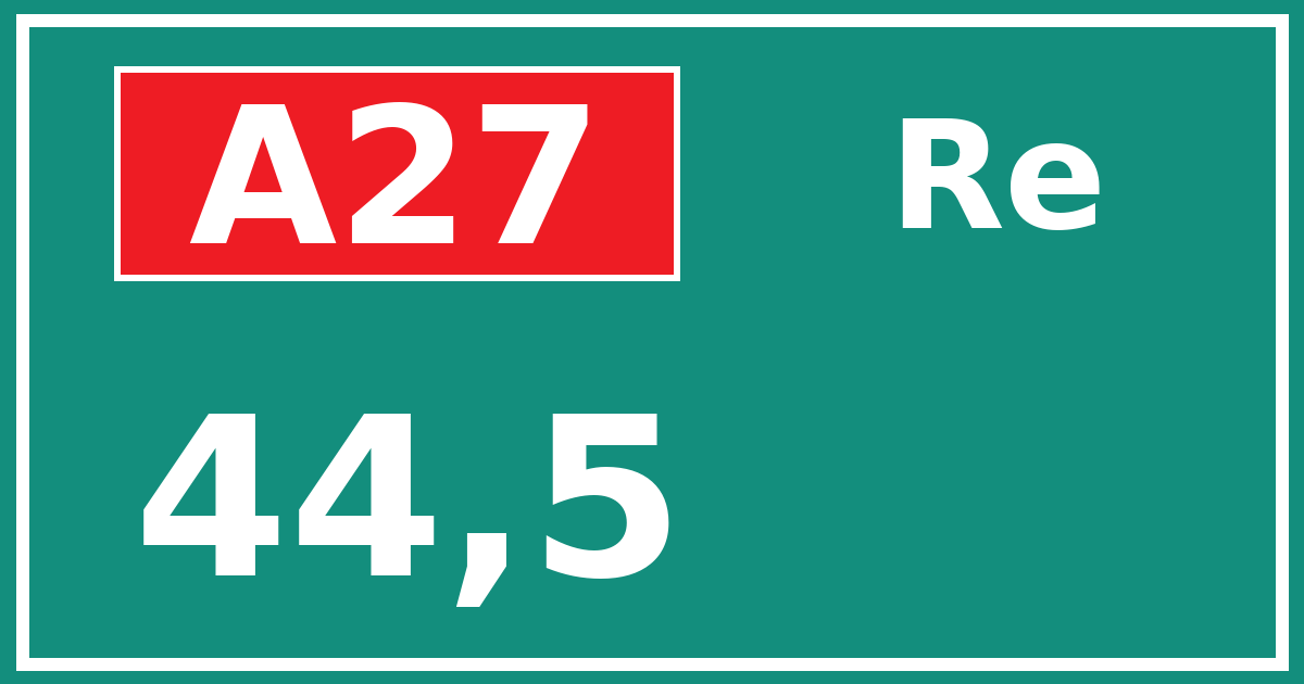 Hectometerbord A27 44,5 zijde Re