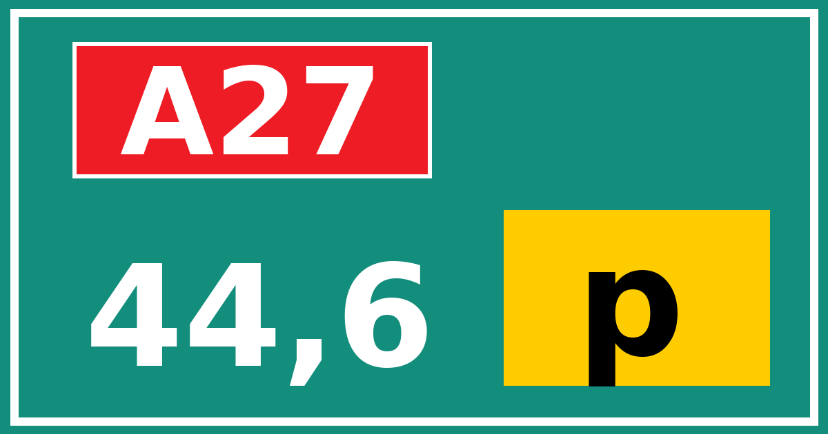 Hectometerbord A27 44,6 letter p