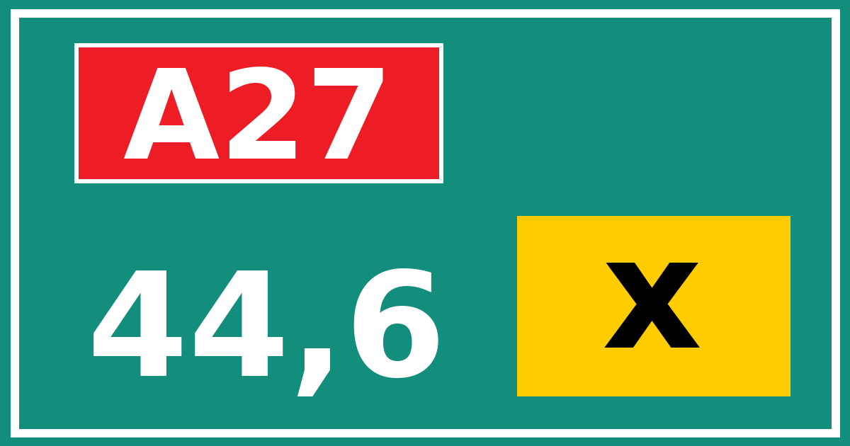 Hectometerbord A27 44,6 letter x