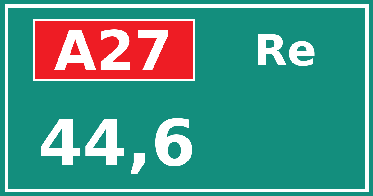 Hectometerbord A27 44,6 zijde Re