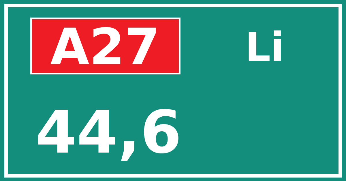 Hectometerbord A27 44,6 zijde Li